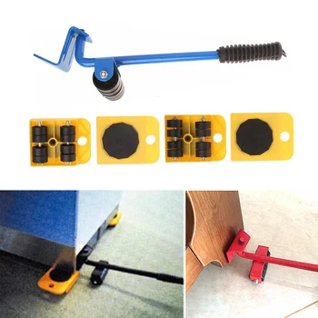 

5PCS Furniture Lifter Heavy Professional Furniture Roller Move Tool Set Wheel Bar Mover Sliders Transporter Kit Trolley