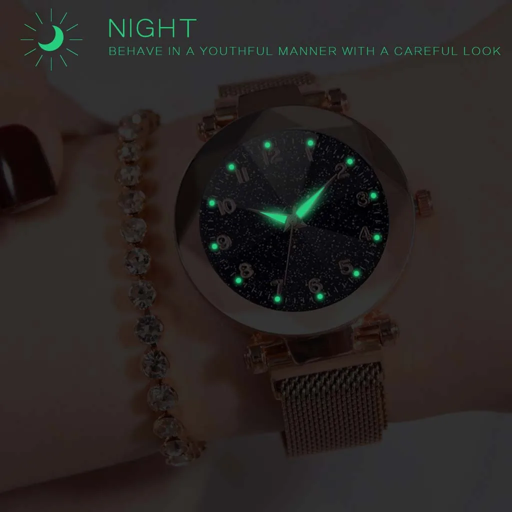 Элегантный звездное небо выпуклые женские часы модные женские кварцевые часы с магнитной пряжкой повседневные деловые вечерние Подарочные наручные часы для девочек