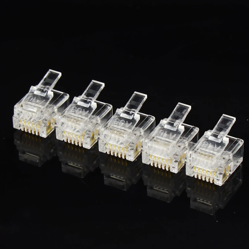 Коннектор RJ11 RJ12 с прозрачной головкой модульный разъем Ethernet для телефона 6