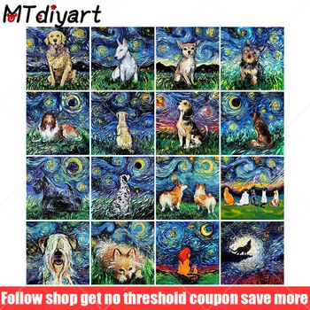 

Diamond Painting 5D Dogs Van Gogh Animal Wall Stickers Art Set Cross Stitch Embroidery Mosaic Kit New Full Drill Home Decoration