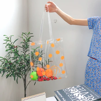 

Women Transparent PVC Shopping Bags Shoulder Bag Print Tote Bags Handbag