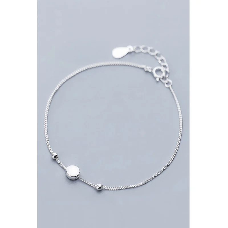 La MaxZa 925 пробы Серебряный минималистичный маленький круглый вафельные шарики браслет для женщин девушек дружба Регулируемый женский браслет