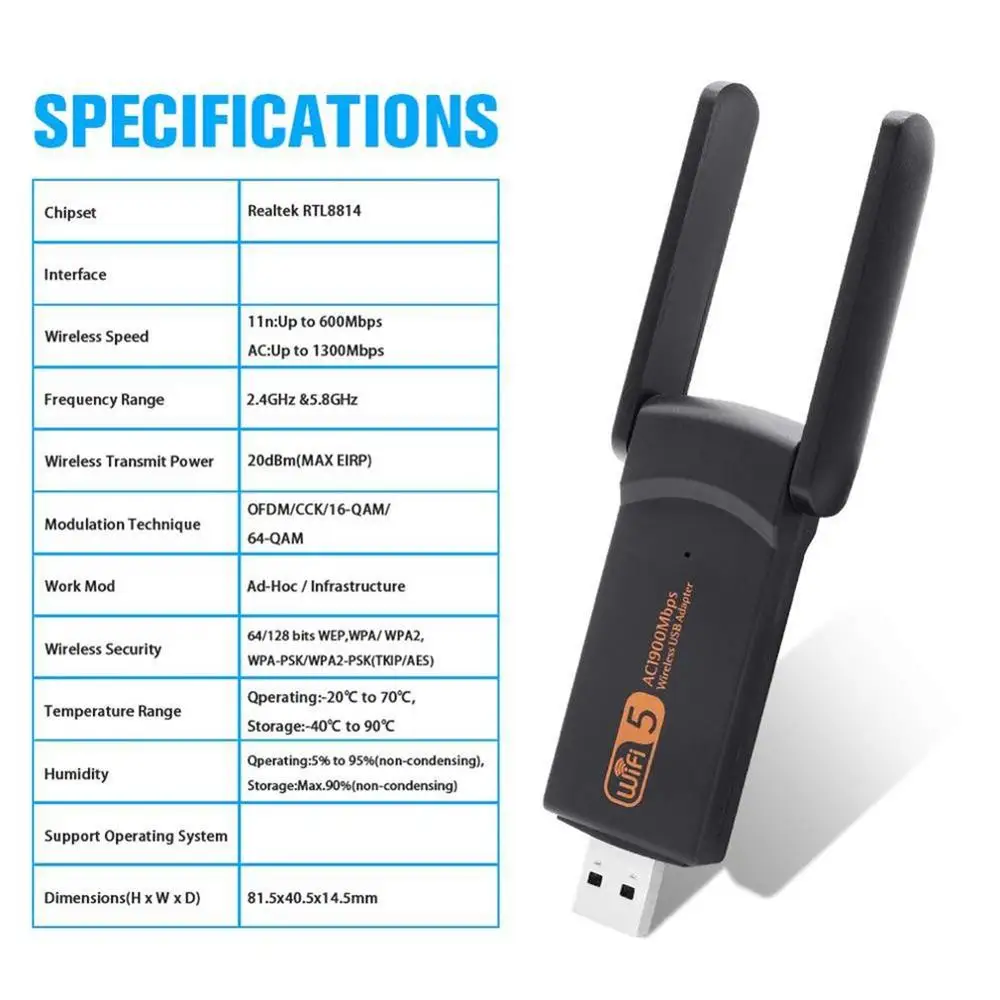 Usb3.0 Wifi адаптер 1900 Мбит/с двухдиапазонный 2 4 ГГц + 5 8 Wi Fi ключ компьютер 802.11Ac сетевая