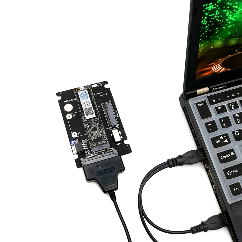 2 порта M.2 NGFF ключ B& MSATA SSD к USB 2,0 адаптер конвертер карта считывателя