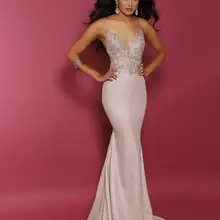 Сексуальный Выпускной/вечернее платье Русалка/Труба Спагетти ремни развертки/щетка поезд открытая спина серебро Джерси с блестками