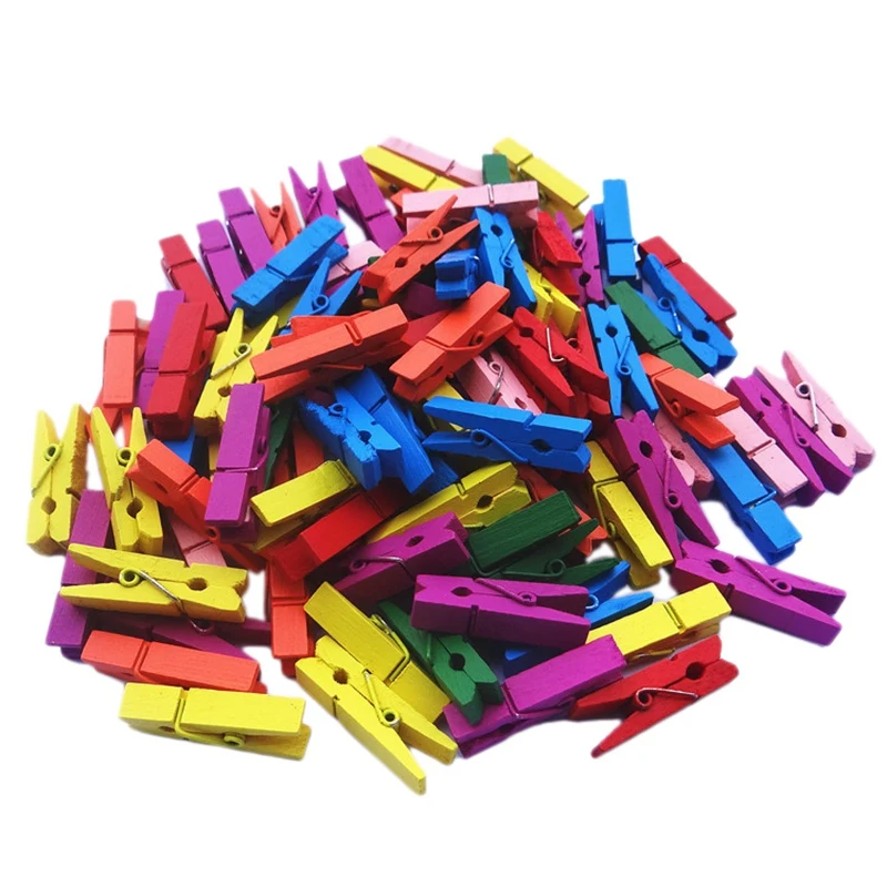 50Pcs Mini Color Wood Clip Photo Clip Clothespin Craft Decoration Clip