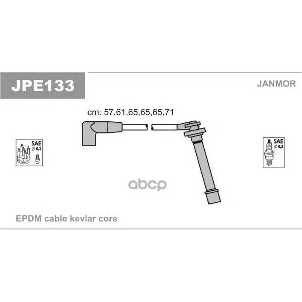 Комплект Проводов Зажигания Isuzu: Amigo 01.98-, Tropper 10.91-, Opel: Monterey 91- Janmor арт. JPE133
