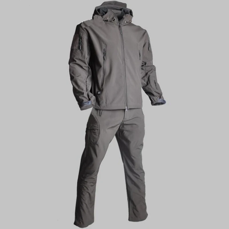 TAD Tactical Softshell Sharkskin охотничья одежда куртка+ брюки Водонепроницаемый Открытый Кемпинг походные спортивные костюмы 12 цветов - Цвет: 04