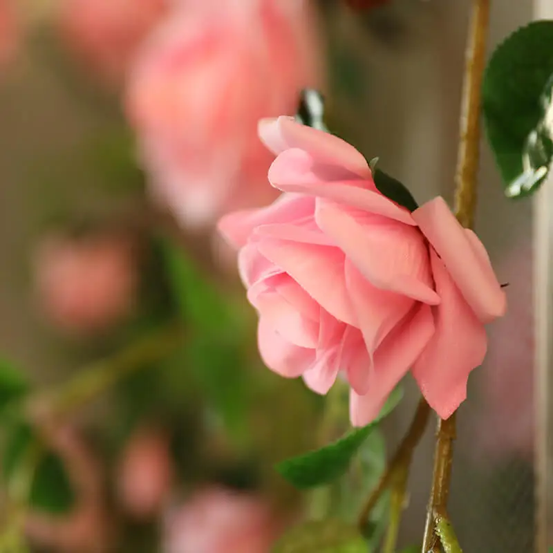 180cm Rose Artificial Flowers Vine Home Decor Silk Fake Flower String with Leaves for Wedding Wall Hanging Garland Decoration