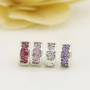 

Free Shipping Real 925 Sterling Silver Multicolor Shiny Spacer Fastener Fit Original Pandora Bracelet For Women Diy Jewelry