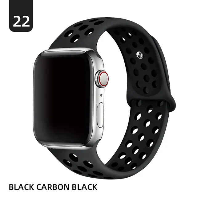 Silicone Strap For Apple Watch band 40mm 44mm 38mm 42mm 44 mm Rubber watchband smartwatch bracelet iWatch series 3 4 5 6 se band Coal black