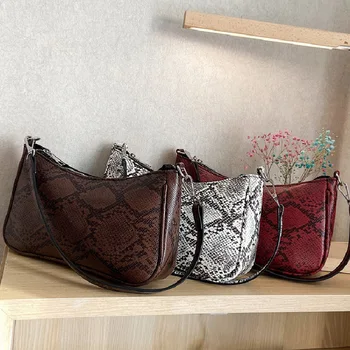

Women Fashion Snake Skin Pattern Shoulder Bag Handbag Personality Tote Bag Brand PU Leather Female Women Bag Luxury Lady Clutch