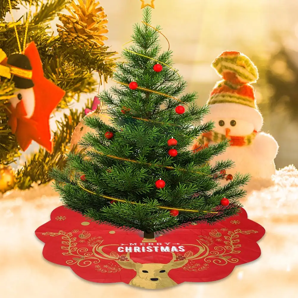33 Inch Christmas Tree Skirt Wicker With Snowman Elk Pattern Beautiful Floor Mat Cover XMAS Party Decoration Ornaments Decor 4O | Дом и сад