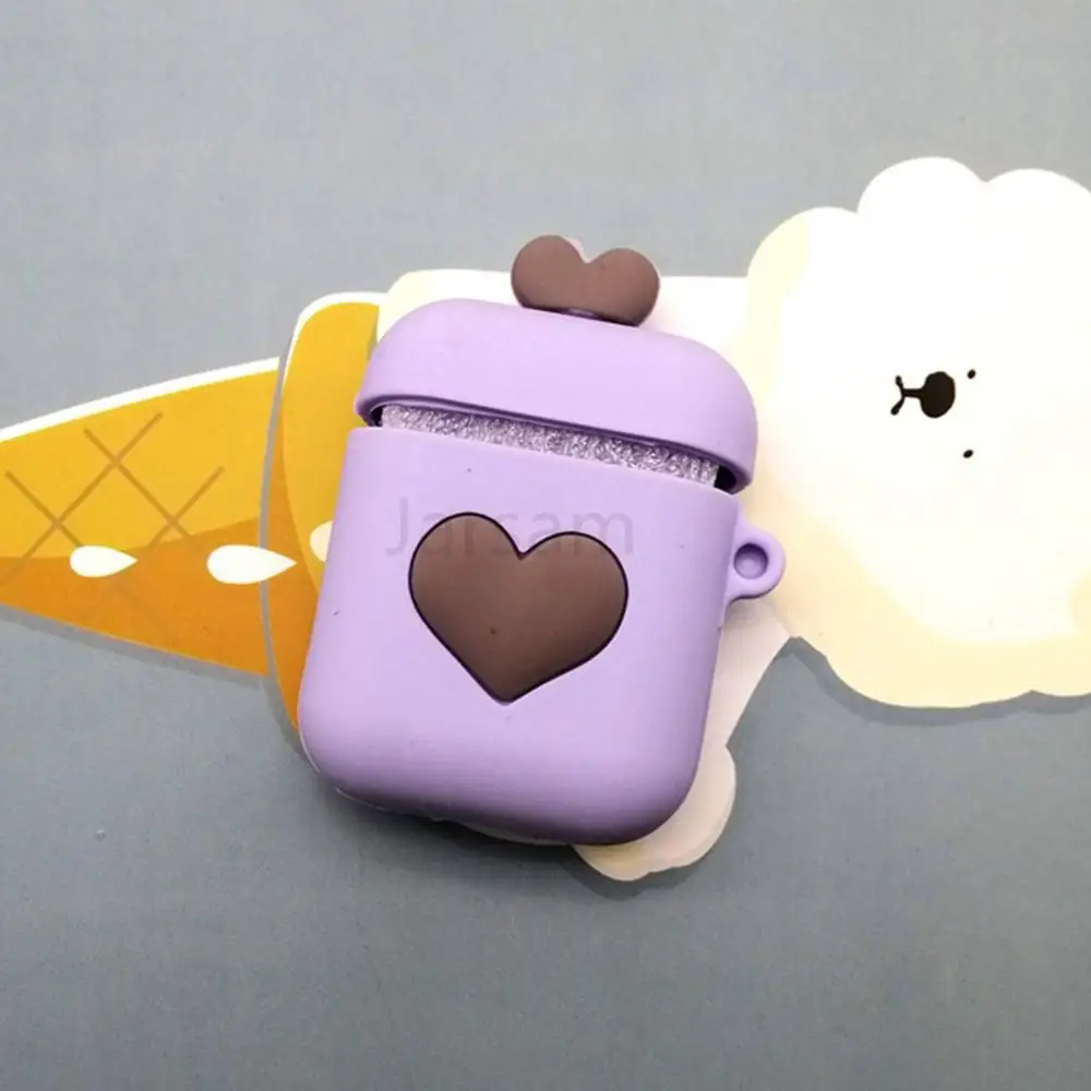 Чехол s для Apple AirPods 2 мягкий мультяшный чехол для наушников с авокадо клубничкой для Air Pods 1 чехол для зарядного устройства для Airpods с крючком - Цвет: Purplelove