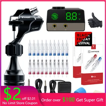

Professional Tattoo Machine Kit Powerful Motor Tattoo Rotary Makeup Mast Flash LCD Power Cartridge Needles Supplies