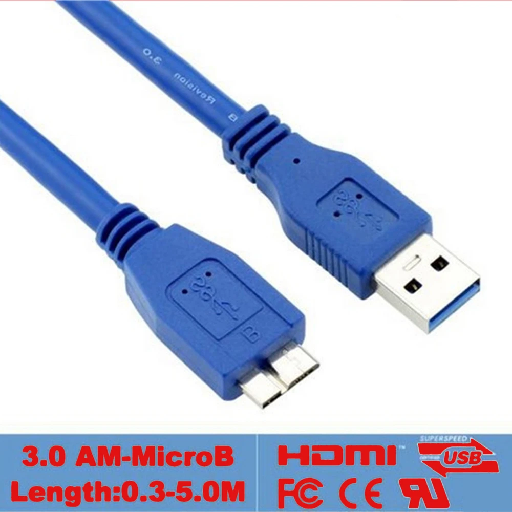 Portable hard drive USB 3.0 Micro-B Connector Cable 30cm 60cm 100cm 150cm 1ft 2ft 3ft 5ft For laCie Seagate WD Passport 1m | Электроника