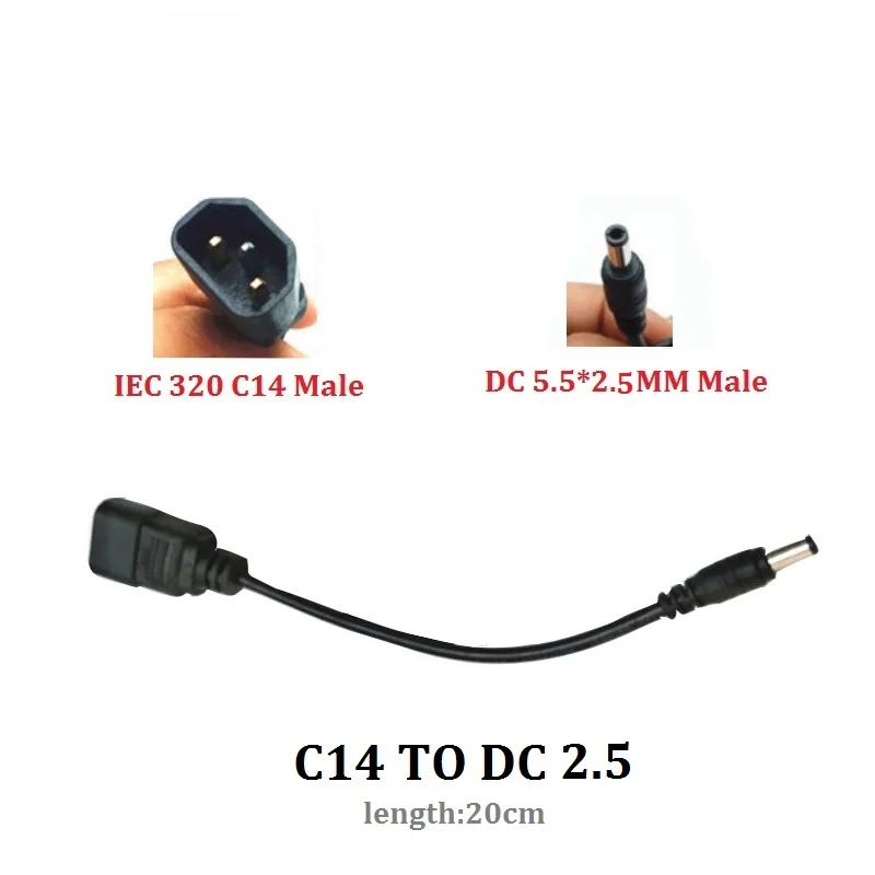 3Pin XLR/IEC 320 C14 штекер для DC5.5* 2,1 мм удлинитель питания 20 см адаптер питания удлинитель Кабель для электронного автомобильного зарядного устройства