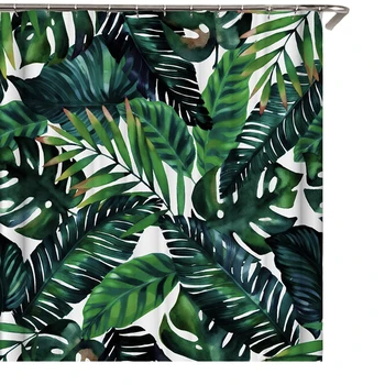 

Easy Install Modern Long Fashion Banana Leaf Waterproof Thicken Mildew Resistant Shower Curtain Polyester Fabric Household