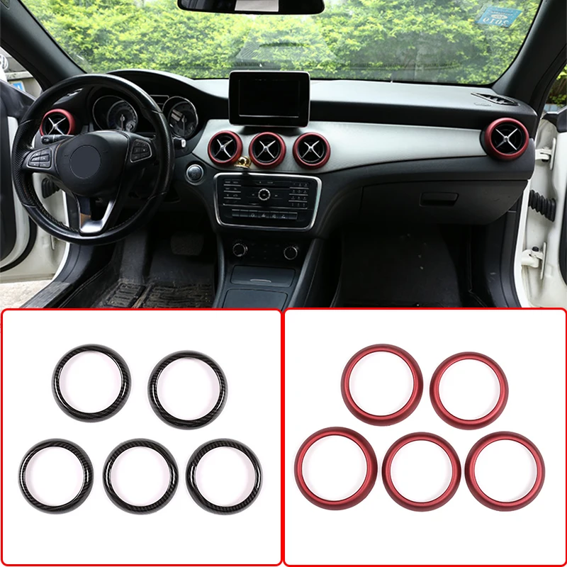 Red Interior Front Air Vent Outlet Circle Trim For Mercedes Benz GLA 2014-2016