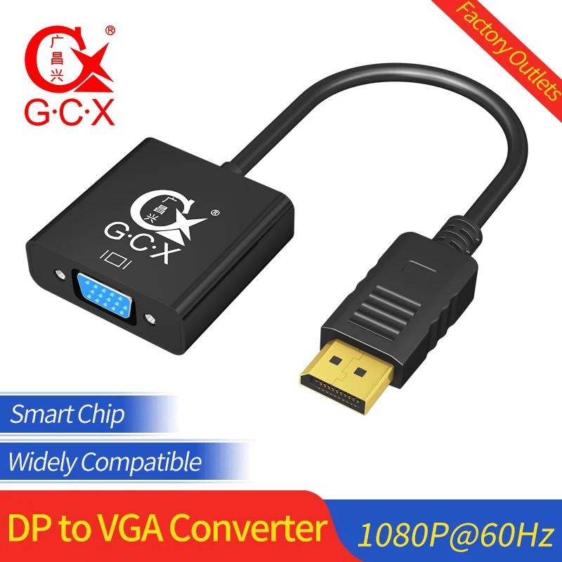 

GCX Displayport to VGA Video Converter 1080P 60Hertz High Quality Male to Female Display Port DP to VGA Activated Cable Adapter