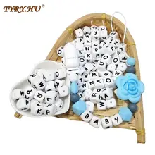 TYRY.HU 30pcs 12mm Silicone English Letter Beads Alphabe Beads Food Grade Silicone Chewing Beads DIY Baby Teething Toys Pendant
