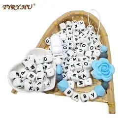 TYRY.HU 30pcs 12mm Silicone English Letter Beads Alphabe Beads Food Grade Silicone Chewing Beads DIY Baby Teething Toys Pendant