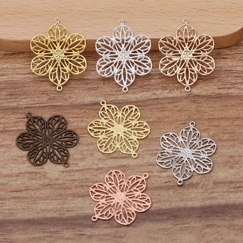 

100 pcs/lot 20*26 mm Copper Filigree Flower Metal Connector Charms For Jewelry Making Findings