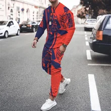 

New Men's Long-sleeved T-shirt Suit Fashion 3d Printed Casual Sportswear Basketball Pattern Street Hip-hop Top Suit Oversized
