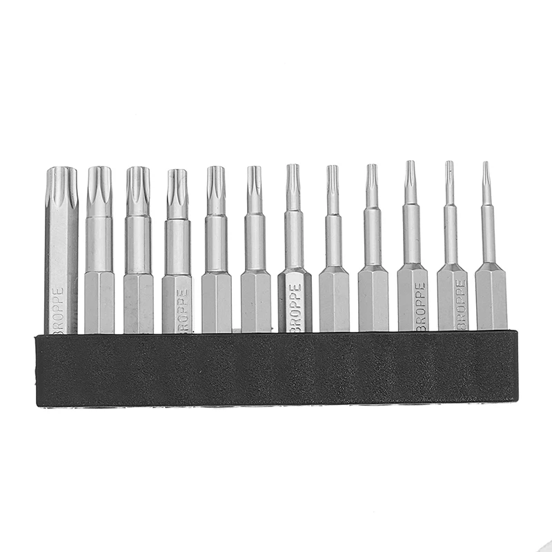 12Pcs Screwdriver Tamper Proof Safety Bits Set Drill Torx Flat Head Driver Bits Alloy steel high hardness ferramenta