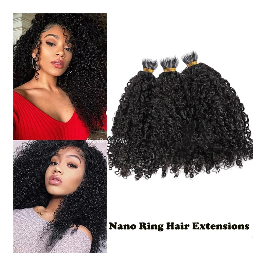 Sassy Curly Nano Ring Human Hair Extension Pre Bonded Kinky Curly