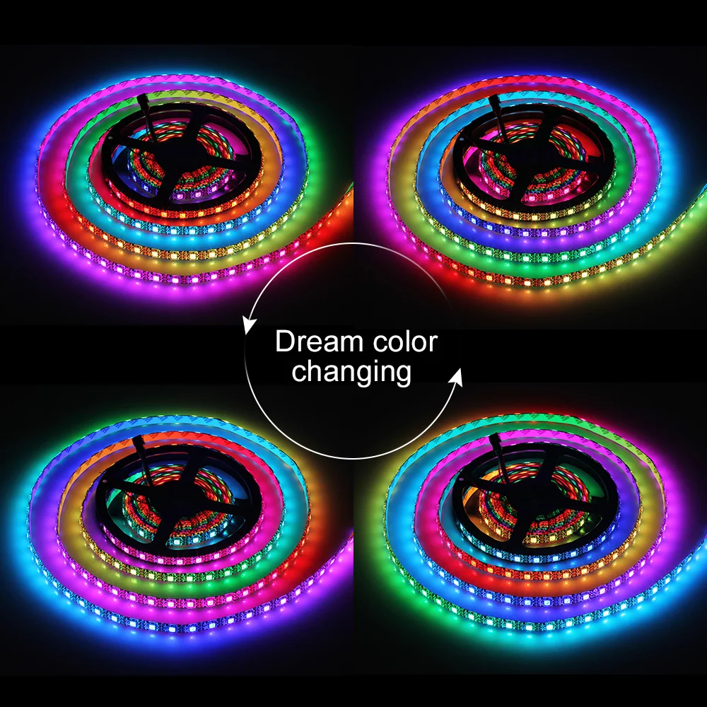 1 комплект 60 светодиодный s/M 5050 DC5V ws2812 USB RGB Dream цветной светодиодный контроллер+ SP110E Bluetooth APP контроллер WS2812B Пиксельная полоса ТВ фон