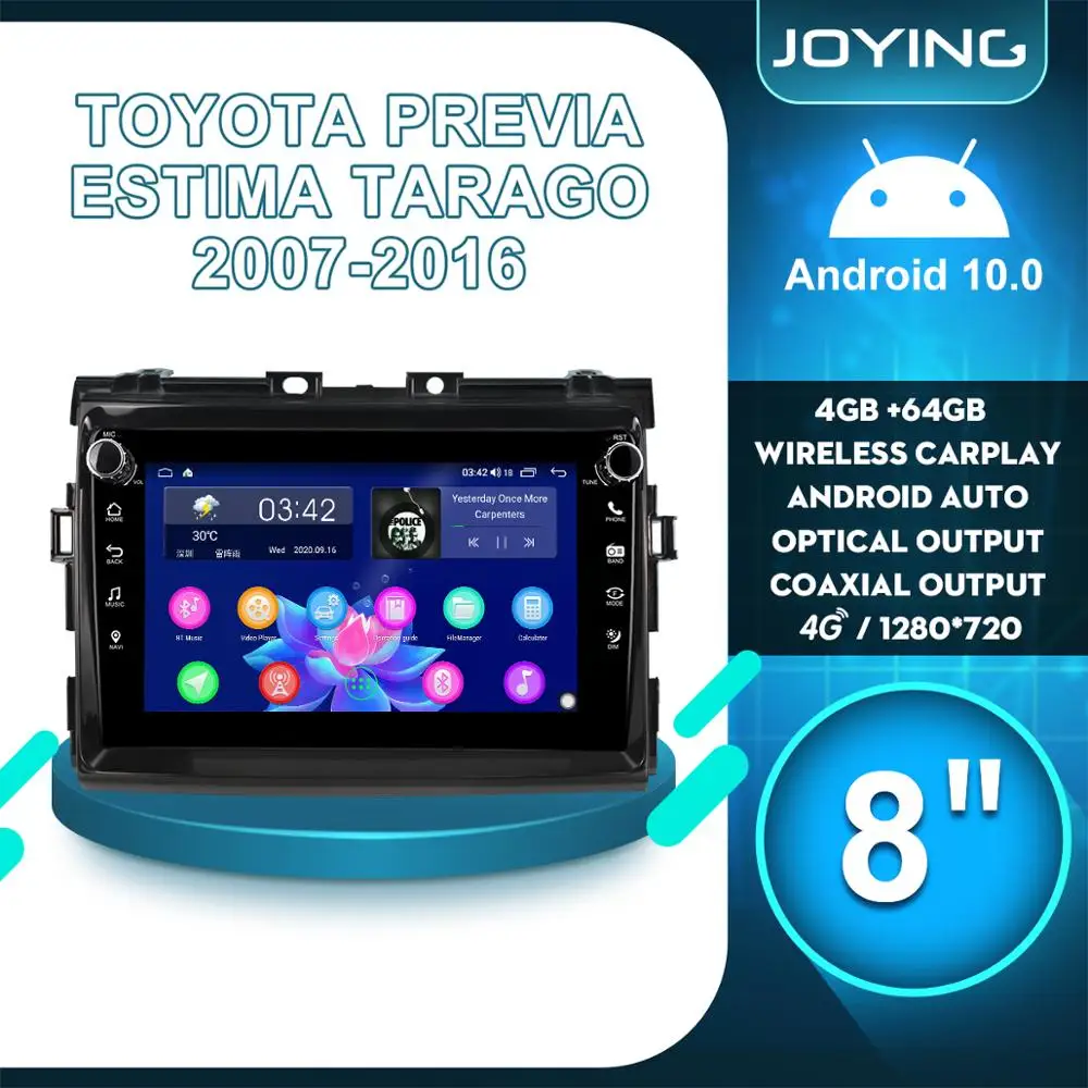 Autoradio 1 Din Car Radio Stereo Android 10 Multimedia Player Head Unit For Toyota Previa Estima Tarago 2007-2016 4G Carplay