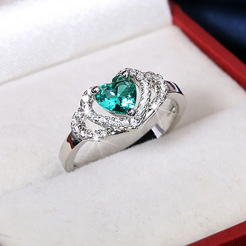 Silver Ring Ladies Zircon Hand Holding Love Ring 925 Silver Engagement Jewelry