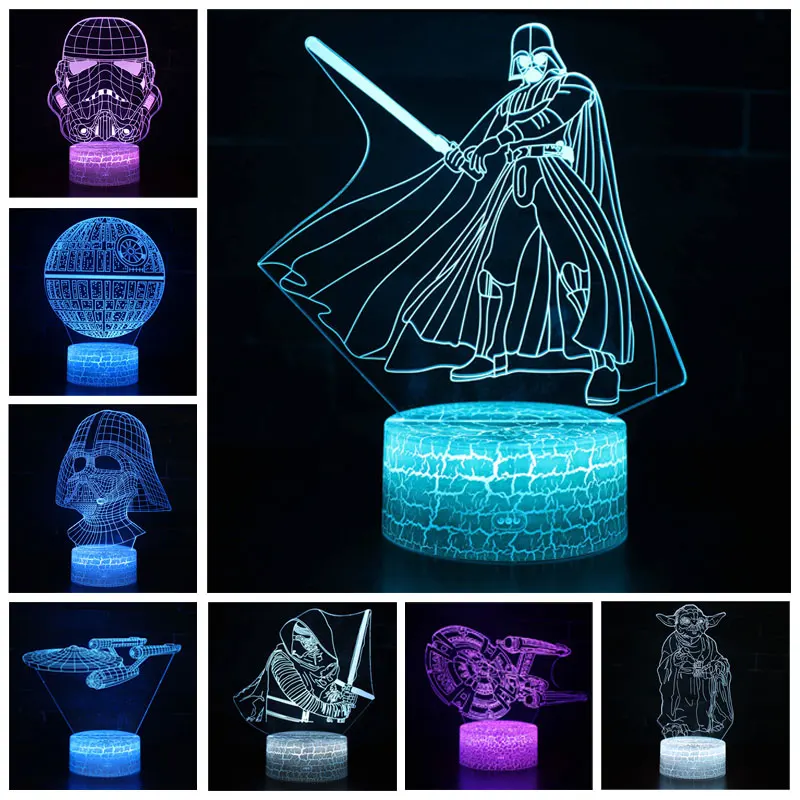 Акриловая 3D иллюзия из Звездных Войн светодиодсветодиодный лампа фигурка Дарта