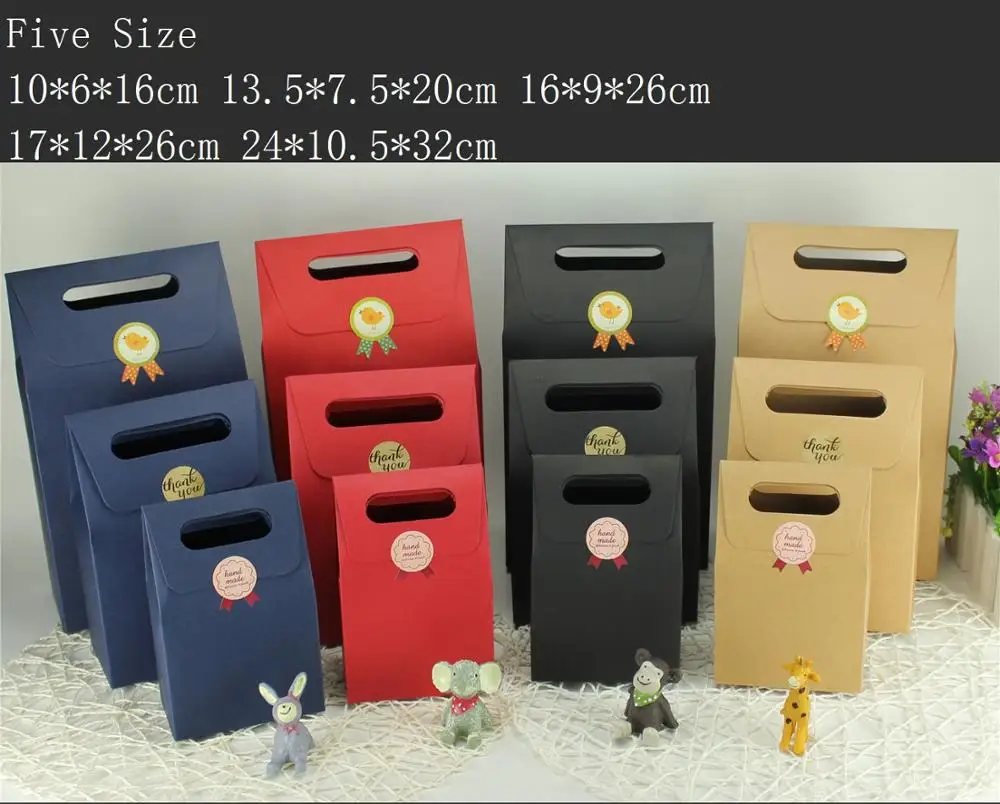 Package Gift Bag with Window Kraft Craft Paper Box Handle 3 Pack | Дом и сад