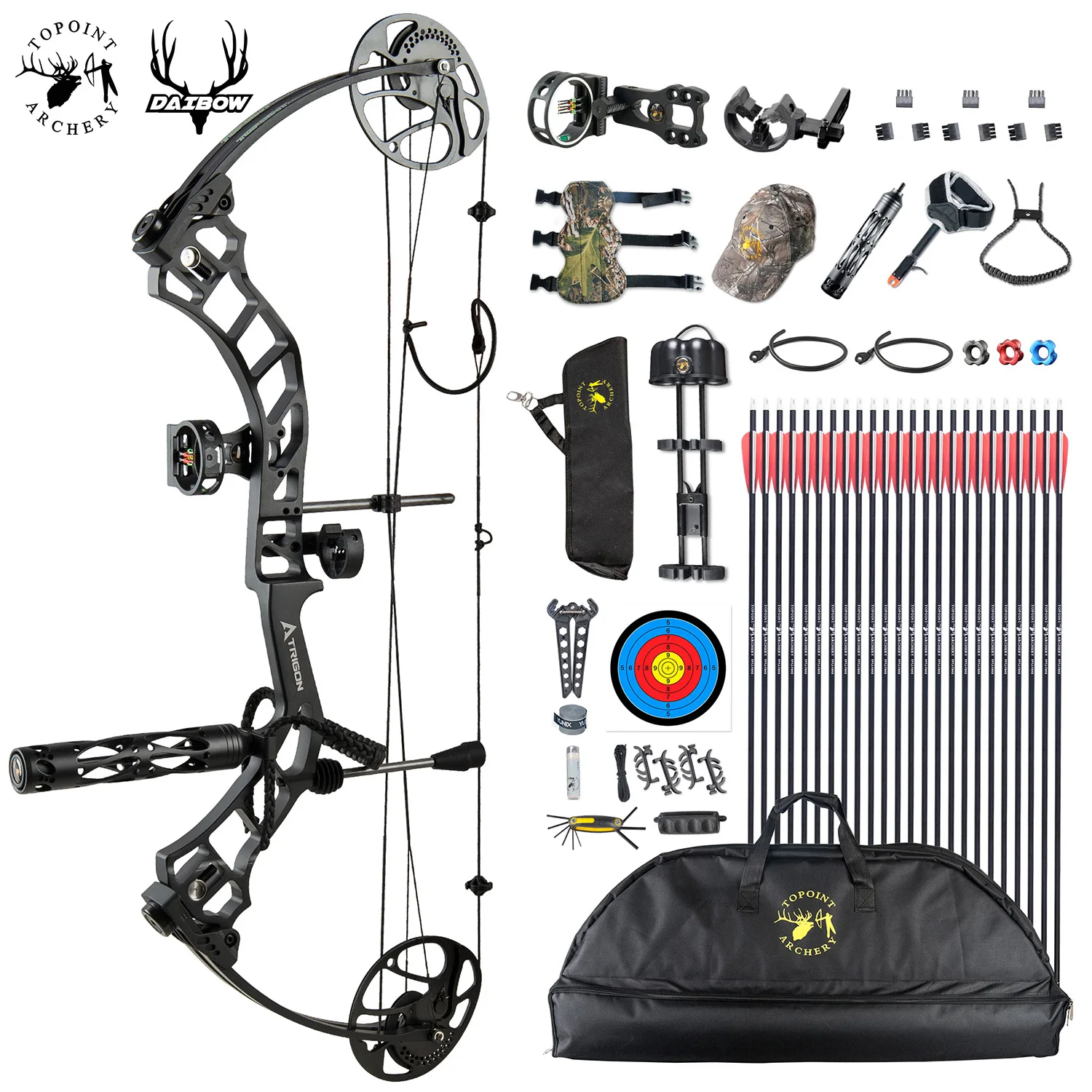 Topoint Archery Compound Bow Package,trigon,cnc Milling Bow Riser,19