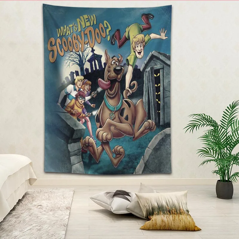 Пользовательские Scooby Doo печатных Творческий гобелен гостиная спальня фон стены Ткань Висячие картины небольшой свежий - Цвет: 6
