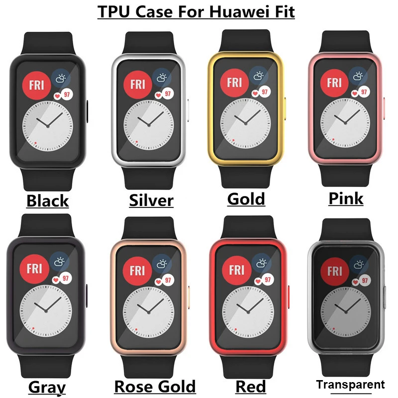 TPU Soft Protective Cover For Huawei Watch Fit Bumper Plated Cases For Huawei Fit Watch Case Full Screen Protector Shell