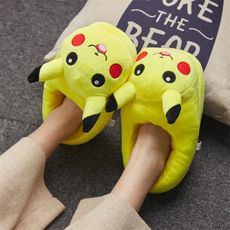 Горячее предложение японское аниме PIKACHU Покемон обувь Косплэй для взрослых и детей Утепленная одежда Хлопковые Тапочки обувь