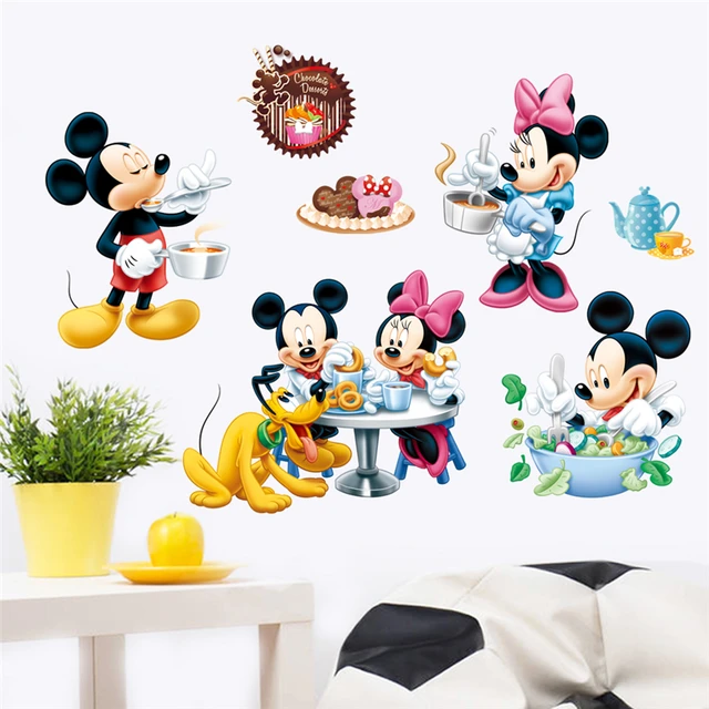 Cartoon Mickey Minnie Mouse Pluto Cooking Wall Stickers Home Decor Living  Room Disney Wall Decals Pvc Mural Art Diy Wallpaper _ - AliExpress Mobile