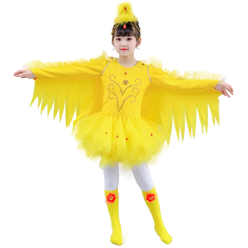 High Quality Yellow Kids Duck Bird Chick Animal Dance Costumes Set For Children Cartoon Stage Performance Clothing High Quality Yellow Kids Duck Bird Chick Animal Dance Costumes Set For Children Cartoon Stage Performance Clothing