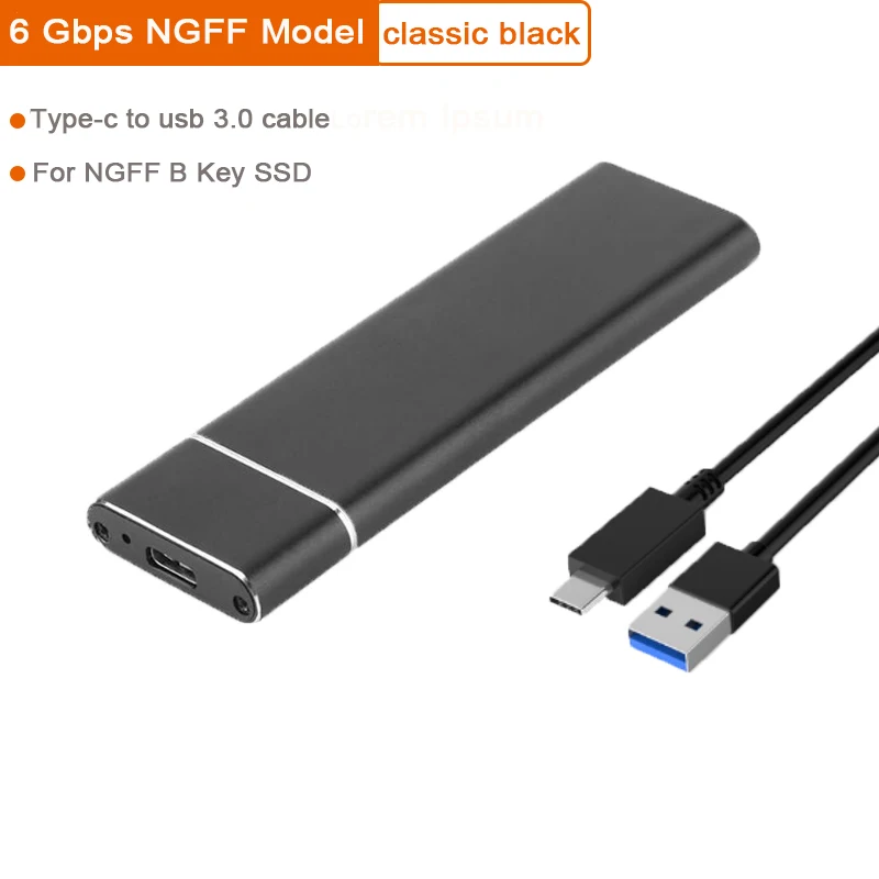 M2 SSD чехол NVME корпус USB3.1 GEN2 10 Гбит/с M.2 для usb type C 3,1 SSD адаптер для NVME PCIE M/B Ключ SSD диск коробка M.2 SSD чехол - Цвет: NGFF - 6Gbps Black
