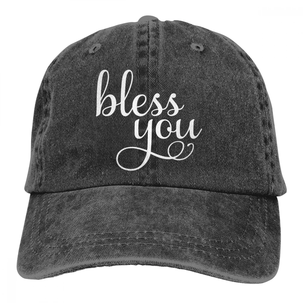 Bless You Casquette черные унисекс Мужские Женские джинсовые бейсболка с ремешком кепки регулируемые Гольф папа шляпа