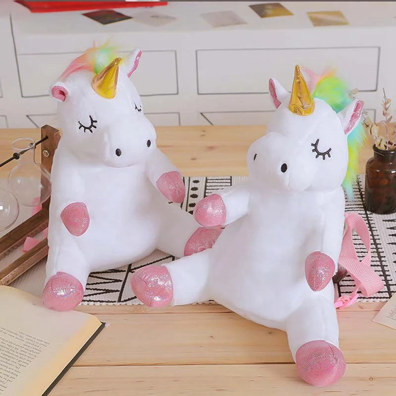Модные милые Единорог рюкзаки с рисунком лошади плюшевые игрушки Kawaii мягкие куклы дети девочки школьные сумки для туризма День рождения Рождественский подарок