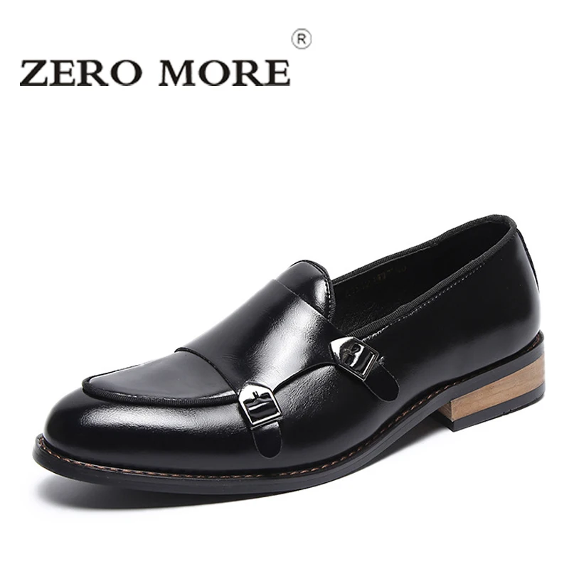 

ZERO MORE Mens Casual Shoes Hot Sale Fashion Footwear PU Double Buckle Shoes Men Slip On Monk Loafers Male Shoes Casual