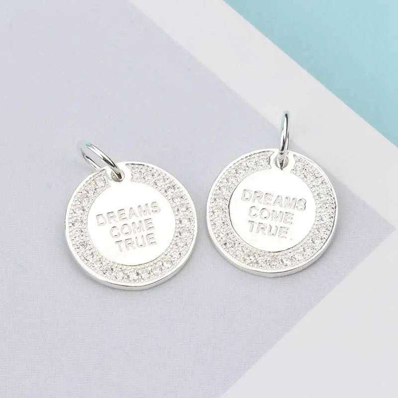 925 пробы серебряные мечты сбываются Шарм Циркон Круглый Шарм Для DIY ожерелье и ювелирные браслеты аксессуары изготовление подарок