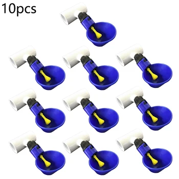 

10PCS Poultry Water Drinking Cups Chicken Hen Automatic Drinkers W/ Fittings Poultry Water Drinking Cups