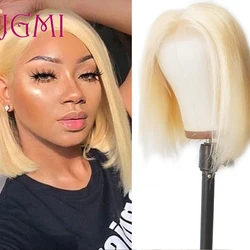 JGMI 613 Blonde Bob Wig 13x4 Lace Frontal Wig Short Wigs Human Hair Wigs Bone Straight Transparent Lace Bob Wigs Remy