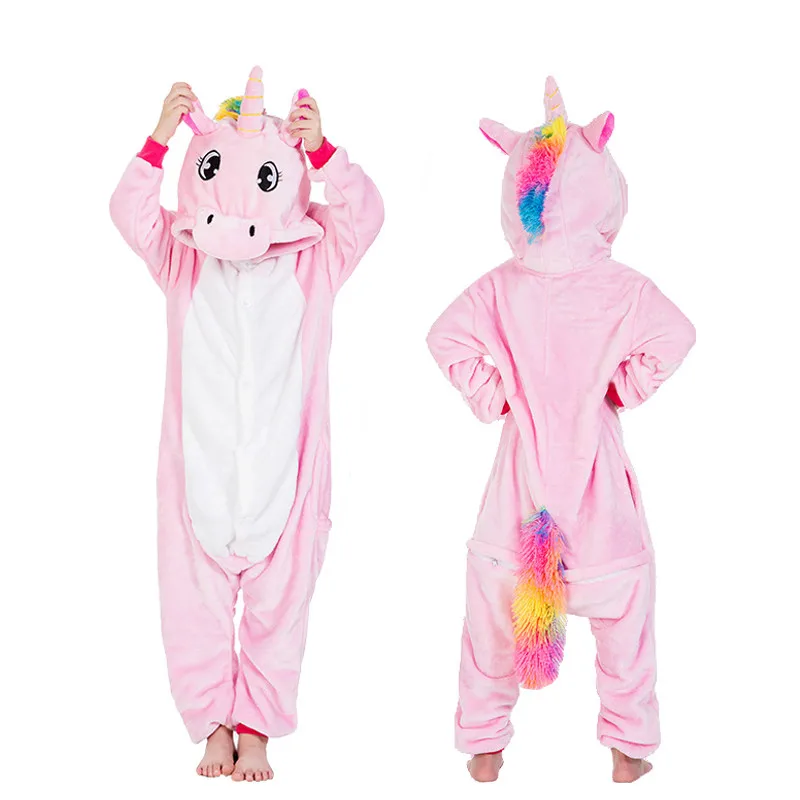 Pink Pegasus Кигуруми Пижамы с единорогом; детские комбинезоны с изображением единорога; зимняя одежда для сна; детские пижамы для мальчиков и девочек; костюм; детские пижамы - Color: Pink Pegasus