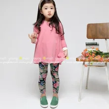 Брюки для девочек; повседневные брюки; очень эластичные леггинсы с цветочным принтом; коллекция года; сезон весна; стиль; леггинсы для девочек в Корейском стиле